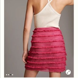 Anthropologie Letmebe pink fringe skirt